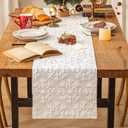 Christmas Table Runner, Winter Holiday White Snowflake Table Runners 90 inches LongXmas Indoor Farmhouse Home Kitchen Dining Table Decor