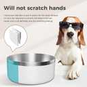 Dog Bowl, Stainless Steel Dog Food and Water Bowl with Non Slip Quiet Bottom, Easy to Clean, Dishwasher Safe, 40oz, White