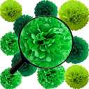 Green Tissue Paper Pom Poms Flowers Decorations 12 Pcs Perfect for St. Patrick's Day Celebrations or Any Green-Themed Event Decoration (Dark Green Light Green Mint)