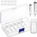 Baderke 5 Pcs Liquid Medicine Travel Container Scale Glass Bottles, Single Dose Medicine Bottles Dispenser with Leak-proof Plug and 5ml&10ml Plastic Syringe Travel Essentials Accessories(10 ml)