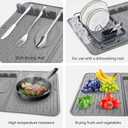 Silicone Dish Drying Mat for Kitchen Counter, Collapsible Dish Drainer Mat, Dish Drying Rack, Non-Slip, Easy to Clean (18.7x13.2 Inch) (Gray)