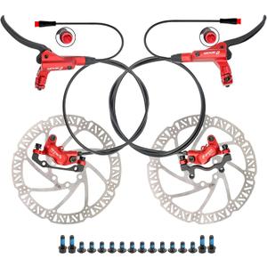 ZOOM HB876E Hydraulic E-Bike Brake Kit 4-Piston Calipers with 2/3-Pin Power Cut-Off Sensor, Pre-Bled with Mineral Oil, Includes 160mm Rotors