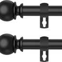 Curtain Rods for Windows 28 to 48 Inch, 2 Pack 5/8'' Diameter Heavy Duty Metal Adjustable Small Curtain Rod With Bracket(2.3-4 Feet-Black)