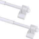 Magnetic Curtain Rods for Metal Doors Multi-Use Curtain Rods for Small Windows Cafe Sidelight and Iron Steel Places, 1/2 Inch Diameter, Tool Free (2 Pack, Adjust from 9 to 16 Inch, White)