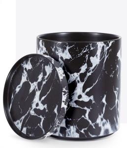 GJCR products 10 Inch Round Ceramic Planter with Tray, Black Marble Finish, Indoor Plant Pot with Drainage Mesh and Scratch Pad