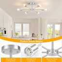 Lomoky 6-Lights Brushed Nickel Kitchen Light Fixtures Ceiling Mount, Modern Semi Flush Mount Ceiling Light, Sputnik Close to Ceiling Light for Bedroom Dining Room Hallway