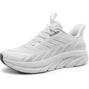 ALLSWIFIT Men's Slip On Walking Shoes Running Comfortable Tennis Breathable Non Slip Athletic Gym Workout Cross Training Fashion Sneakers (10.5, White)