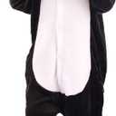 Flannel Animal Onesie Costume One Piece Kids Adults Cosplay for Halloween Easter Boys Girls Womens (Black)
