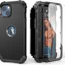 IDweel for iPhone 14 Plus Case with Screen Protector for Men Women,Luxury 3 in 1 Shockproof Slim Fit Hybrid Heavy Duty Hard PC Cover Soft Silicone Bumper Full Body Anti-Fingerprint Case,Black