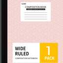 SUNEE Composition Notebook, Wide Ruled Paper, Home School Supplies for College Students & K-12, 9-3/4" x 7-1/2", 80 Sheets/160 Pages, Pink