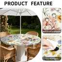 Yesad Round Outdoor Tablecloth with Umbrella Hole, Zippered Fitted Tablecloth with Elastic Edge, Waterproof Table Cloth Cover for Picnic Party Fits 53"-60" Round Table, Colorful Wildflower