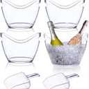 Beverage Tubs for Parties Plastic Ice Bucket for Cocktail Bar Clear Acrylic Wine Bucket with Scoops Drink Bucket Cooler for Chiller Bin for Champagne or Beer (4 L)