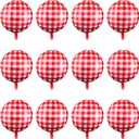Threan 50 Pieces 18 Inches Checkerboard Balloons Aluminum Foil Balloons Party Decorations for Summer Picnic BBQ Party Decor Birthday Holiday Racing Themed Supplies(Red, White)