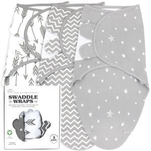 Preemie Swaddles 4-7 lbs - 3-Pack Premature Babies Swaddle Sleep Sack - Organic Cotton - Premature Infant Sleeping Sack - Easy Adjustable Baby Swaddle Blanket Wrap (Galaxy) (Grey)