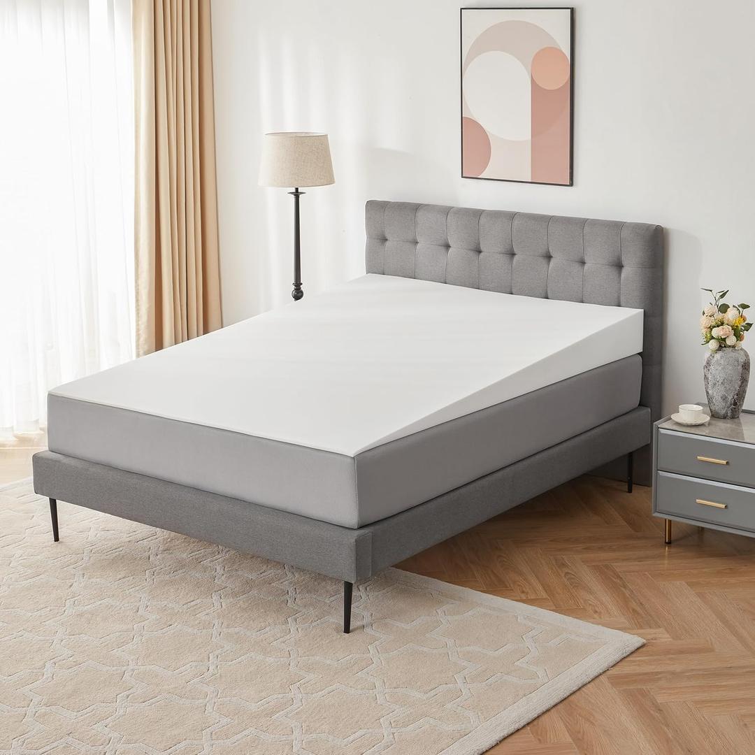 Lazyzizi Mattress Wedge Only, 7-Inch Queen Inclined Bed Wedge Mattress Topper for Acid Reflux, GERD, Neck & Back Pain, Snoring, Adjustable Elevator Under Mattress Support for Bedroom
