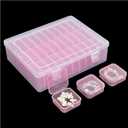 Small Clear Plastic Bead Storage Containers-Pink Plastic Box-30Pcs Craft Storage Box with Hinged Lid, 1sheet Labels, Mini Boxs for Jewelry Making, Diamond Art, Crafts, Small Parts (1L + 30S)