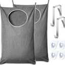 ANSTROUT XL Hanging Laundry Hamper, Extra Large Tear-resistance Door Hamper with 2 Types Hooks for Dirty Clothes, Save Bathroom Space Hanging Laundry Bag (36.5x 22 Inch,Grey)