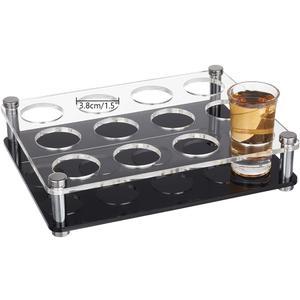NBEADS 12 Shot Glass Tray Holder, Acrylic Shot Glasses Bulk Serving Trays Beer Wine Display Rack for Bar Party Club and Family Frenzy Party, Hole: 1.5 inch