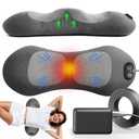 Upgraded 3-in-1 Portable Lumbar Pillow for Back Relief, Smooth Spine Triple Fusion Back Massager with Stretch, Vibration & Heat, Includes 5000mAh Power Bank for Deep Relaxation on Bed, Sofa & Car