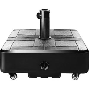 FRUITEAM Patio Umbrella Base Heavy Duty with 4 Wheels, Fillable Mobile Umbrella Base,Square Market Stand for Patio,Deck, Outdoor with 2 Locks 1 Knobs, 120lb Capacity