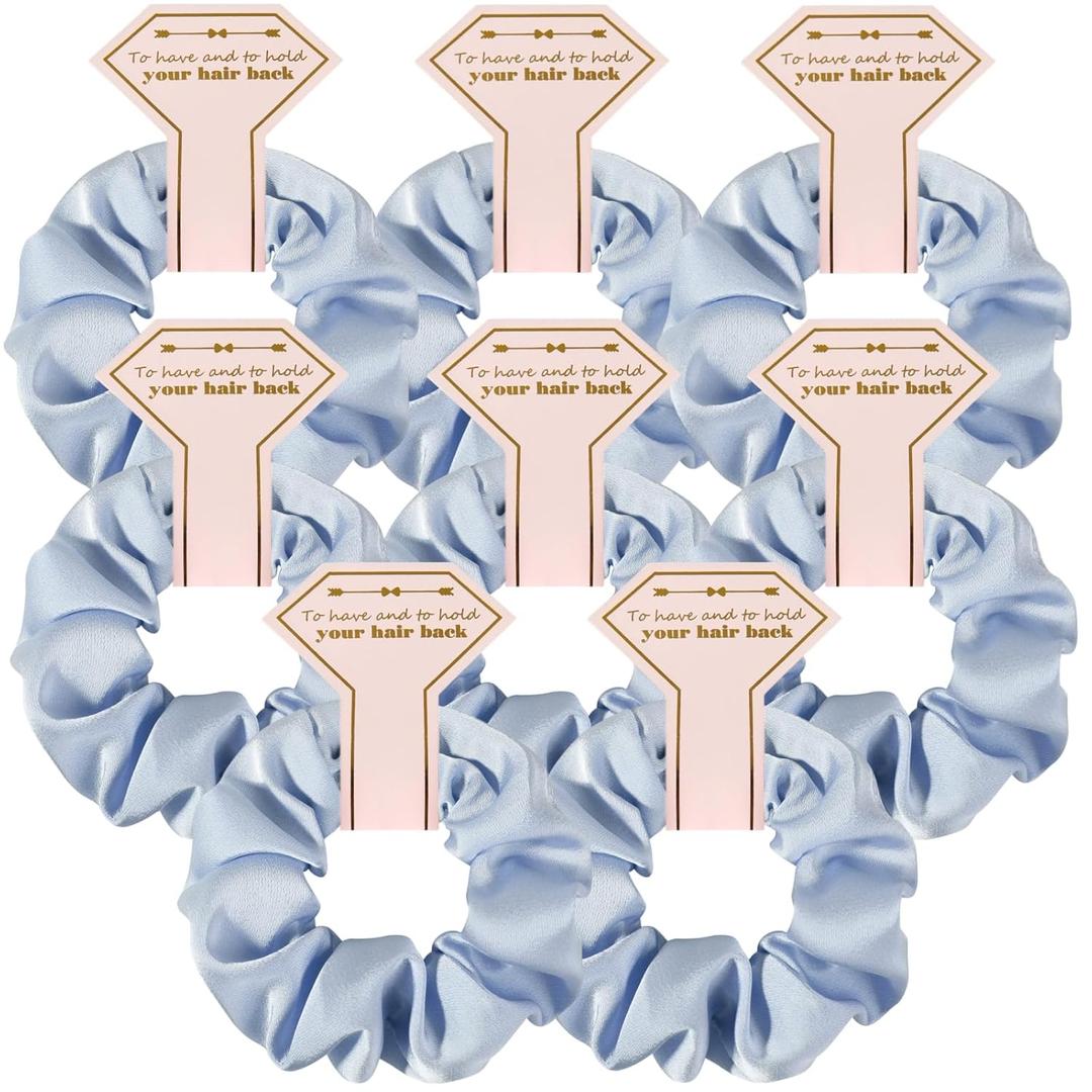 Antetek 8pack Satin Bridesmaid Proposal Gifts Hair Ties Elastic Hair Scrunchies Bachelorette Party Favors Bridesmaid No Damage Hairties Gift for Wedding Parties (dusty blue)
