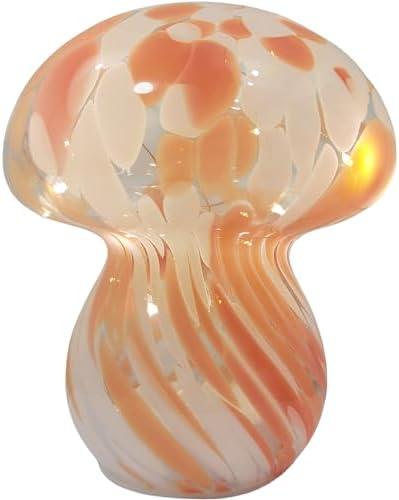 JBGIYOSG Mushroom Table Lamps Night Lights Cute Glass Nightstand Bedside Desk Lamps for Bedroom Living Study(Bulb Included) - Red