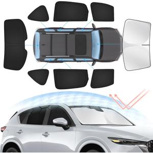Sunsdrew 8PCS Full Rear&Side Window Sun Shade for Mazda CX-5 2017-2026|Foldable Privacy Protector|Blocks UV Rays&Heat|CX5 Interior Accessories