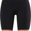 Yvette Biker Shorts for Women High Waisted Tummy Control 8" Workout Gym Tennis Running Yoga Shorts (Black, L)