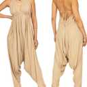 Likemary Halter Top Harem Jumpsuits for Women - Comfy One Piece Romper with Pockets - Sexy Boho Vacation Outfit for Summer (Beige) One Size