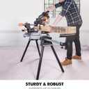 Evolution Power Tools EVOMS1 Miter Saw Stand Compact & Folding, Universal Fits Most Brands, Quick Release Mounting Brackets, Rollers, End Stops for Repeat Cutting , Black