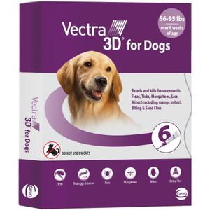 Vectra 3D for Dogs Flea, Tick & Mosquito Treatment & Prevention for Large Dogs (56 to 95 lbs) , 6 month supply