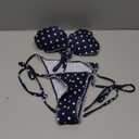 SweatyRocks Women's Polka Dots Bikini Set Cute Halter Backless Triangle 2 Piece Bathing Suits Summer Beach (Medium, Dark Blue)