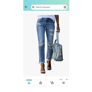Sidefeel Women's Ripped Jeans Straight Leg Distressed Boyfriend Denim Pants Size 8