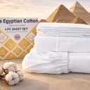 MyGiza Sheets,100% Certified Giza Egyptian Cotton Sheets-Full XL Extra Long Size Giza Cotton Sheets Set to Fit Upto 15 Inches Deep Mattress (4 Pcs) White