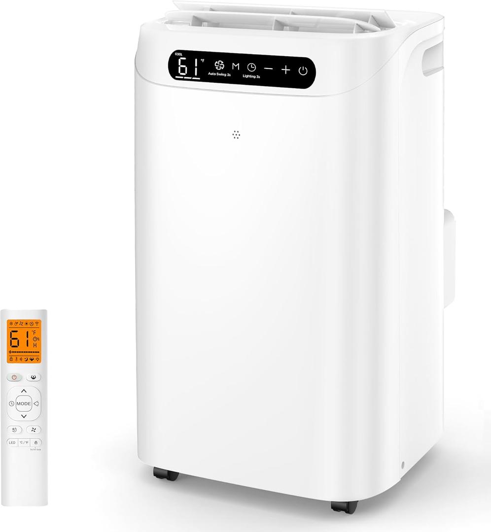 Portable Air Conditioners 14000Btu with Remote Control, 3-in-1 Free Stand Smart Cooling Portable AC Unit with Dehumidifier, Fan, Cools Room up to 700 sq.ft, Auto Swing,24H Timer, Windows Kit