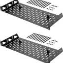 Tecmojo 1U Rack Shelf,19 inch Rack Shelf 8 inch Depth,Rack Mount Shelf with Anti-Slip Stops,Server Rack Shelf and Network Shelf for 19 in Equipments, 55lbs Capacity of Vented 1U Shelf,No Lip(2 Pack)