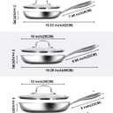 USELUCK Non Stick Frying Pan Set - 8, 10, 12-Inch Hybrid Non-Toxic Skillet with Lids - Dishwasher & Oven Safe, Induction Ready, Stainless Steel Kitchen Cookware Set (7-Pcs Set), C1-7-pcs