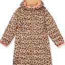 Amazon Essentials Girls and Toddlers' Long Lightweight Hooded Puffer Jacket (Small, Leopard Print)