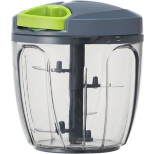 Ourokhome Manual Food Processor Vegetable Chopper, Portable Hand Pull String Garlic Mincer Onion Cutter for Veggies, Ginger, Fruits, Nuts, Herbs, etc., 900ml, Grey (Gray)