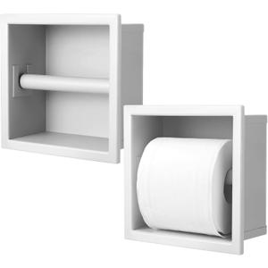 Honeydak Recessed Toilet Paper Holder 304 Stainless Steel Tissue Paper Frame Bathroom Storage in Wall Tissue Toilet Roll Holder Space Saving Restroom Napkin Frame (6.7 5.7  3'',Silver,1 Pcs)