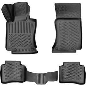 Mercedes E-Class 2024-2026 Floor Mats 3D Custom Fit Rubber Car Mats Laser Measured Floor Liners All Weather 1st & 2nd Row Heavy Duty Waterproof Odorless Non-Slip TPE (Front & Rear, Black)