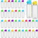 Domensi 50 Pieces Plastic Water Bottle Bulk 17 oz Sports Adults Reusable Large Water Bottles with Leak Proof Flip Top for Adults Fitness(Mixed Color)