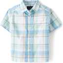 The Children's Place Baby Boys' and Toddler Poplin Short Sleeve Button Down Shirt, 2T