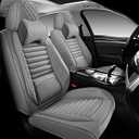 WENNFOUR Car Seat Cover Full Set, Universal Leather Seat Covers with Headrest Pillow, Fits Most Cars SUVs Pickup Trucks, Full Coverage Car Seat Protectors, 5 Seats Car Seat Cushion, Grey