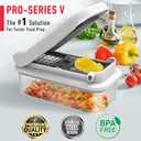Mueller Pro-Series V Blade Vegetable Chopper, Onion Chopper, Egg Slicer, Spiralizer, Dicer, Food Chopper Veggie Fruit Cutter, French Fry Cutter, Kitchen Gadgets 2024 w Food Container White Sand/Grey (5 Blade)
