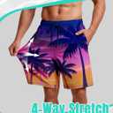 Men Swim Trunks 9 Inch with Mesh Lining Breathable Quick Dry Drawstring Pockets for Summer Beach Pool Board (Purple, M)