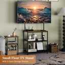 23 Inch to 50 Inch Floor Small Corner TV Stand with Storage Shelves for Living Room Bedroom, Universal Floor Television Stands with Mount, Rustic Brown Corner TV Table Desk Shelf for Small Space
