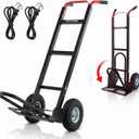 600 LBS Aluminum Hand Truck, Heavy Duty Dolly Cart with 10" Pneumatic Tires | 51" Tall Ergonomic Handle, Large Base Plate & 2 Bungee Cords, for Moving Appliances, Furniture, Warehouse & Home