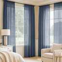 MIULEE Navy Blue Sheer Curtains 84 Inches Long, 4 Panels Set, Light Filtering Rod Pocket Voile Drapes Window Treatments, Semi Transparent Airy Fabric for Bedroom and Living Room, 42 x 84 Inches