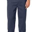 Men's Classic-Fit Wrinkle-Resistant Flat-Front Chino Pant  (32W x 28L, Navy)